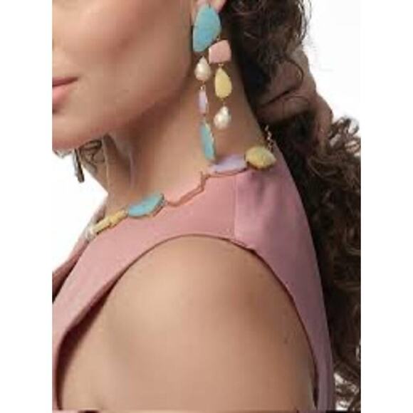 Lele Sadoughi Pearl and Pebble Collar Necklace and Earrings Set - Picture 1 of 5